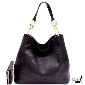 My Bag Lady Online Bags - Jackie Ostrich & Gator Hobo Tote/Wallet (2PC Set) My Bag Lady Online Bags - Jackie Ostrich & Gator Hobo Tote/Wallet (2PC Set)